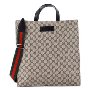 Gucci Beige Monogram Tote with Green and Red Strap
